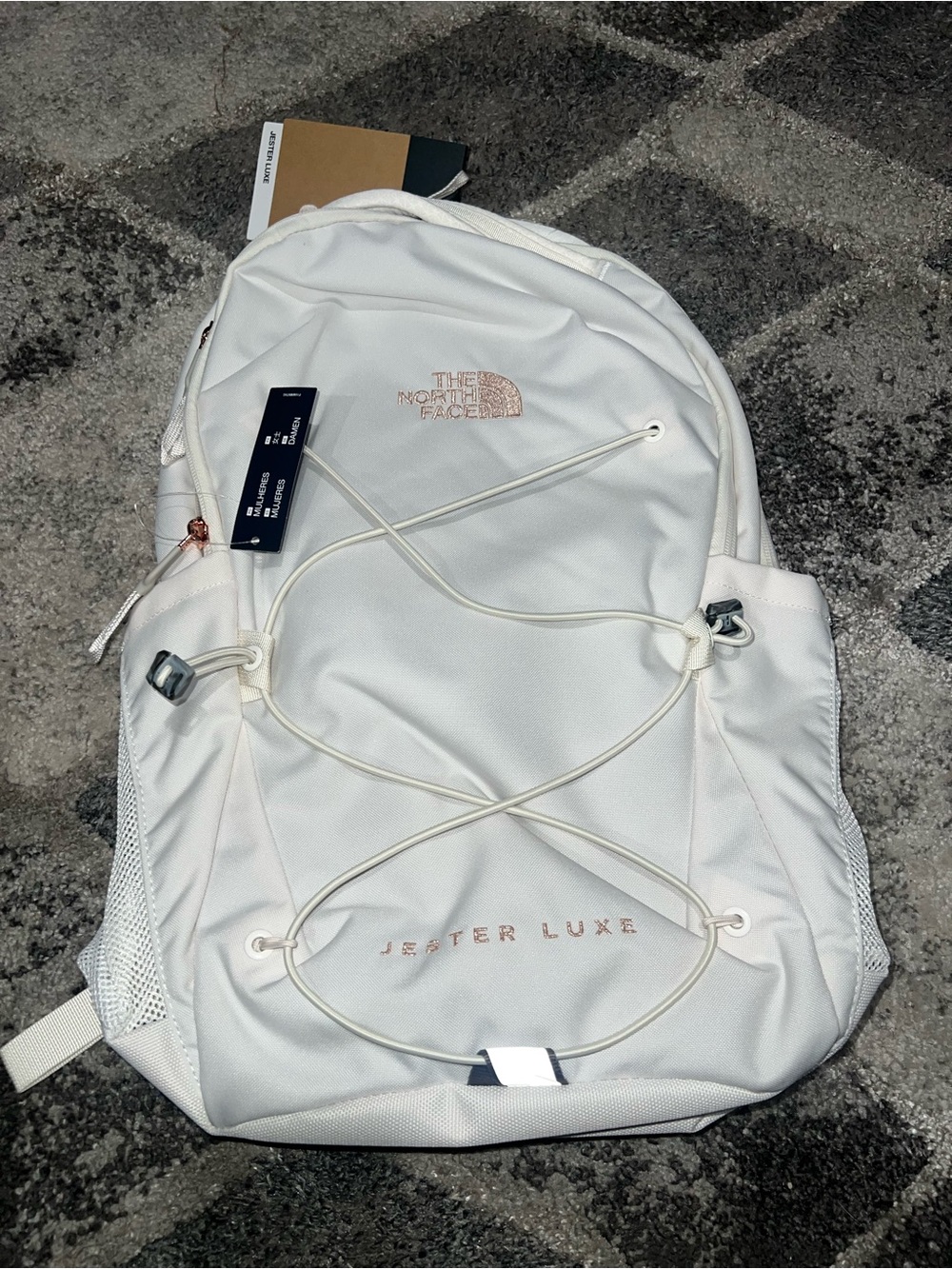 The North Face Jester Luxe Backpack Gardenia White Rose Gold Metallic Accents - Picture 6 of 6